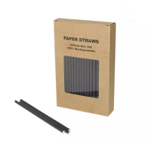 Black Paper Straws - Eco-Friendly and Biodegradable (100 Pack)