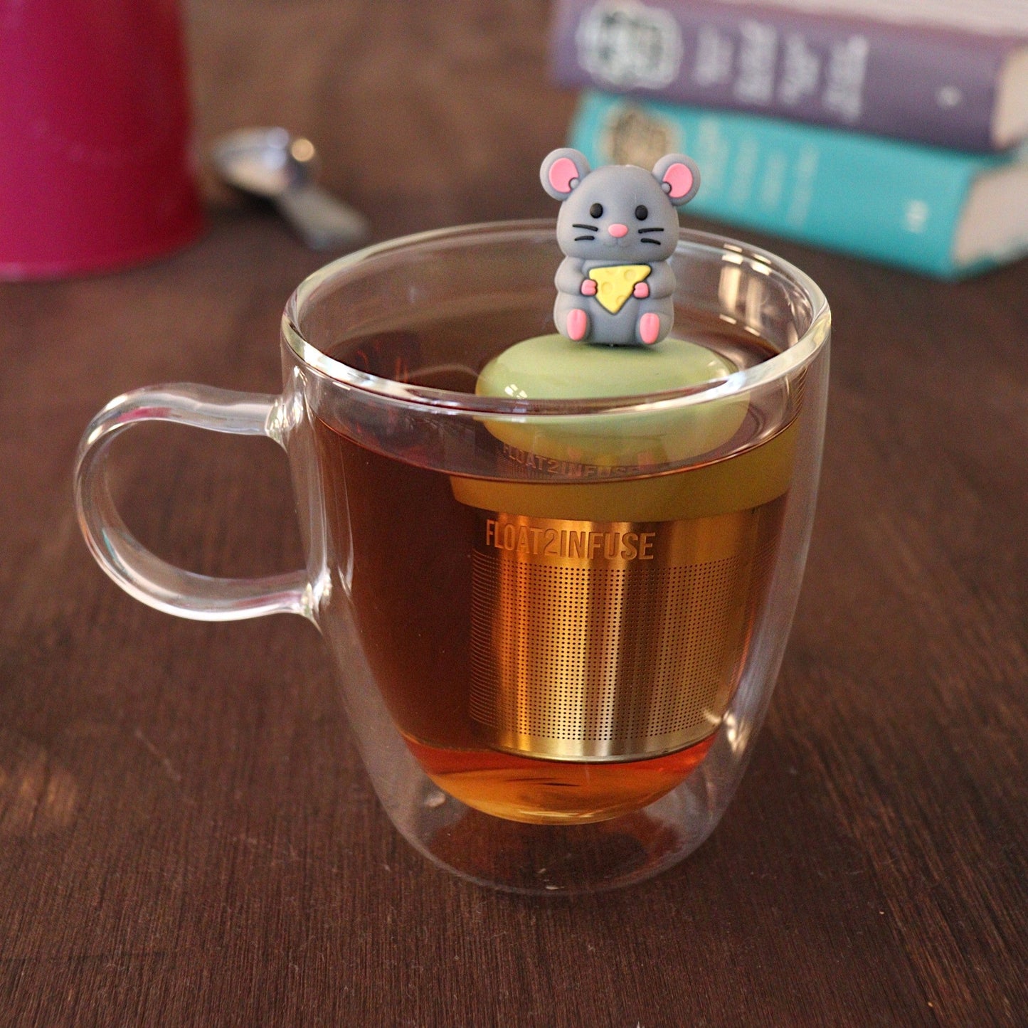 Floating Mouse with Cheese Tea Infuser - Cute Animal Tea Infuser for Loose Tea