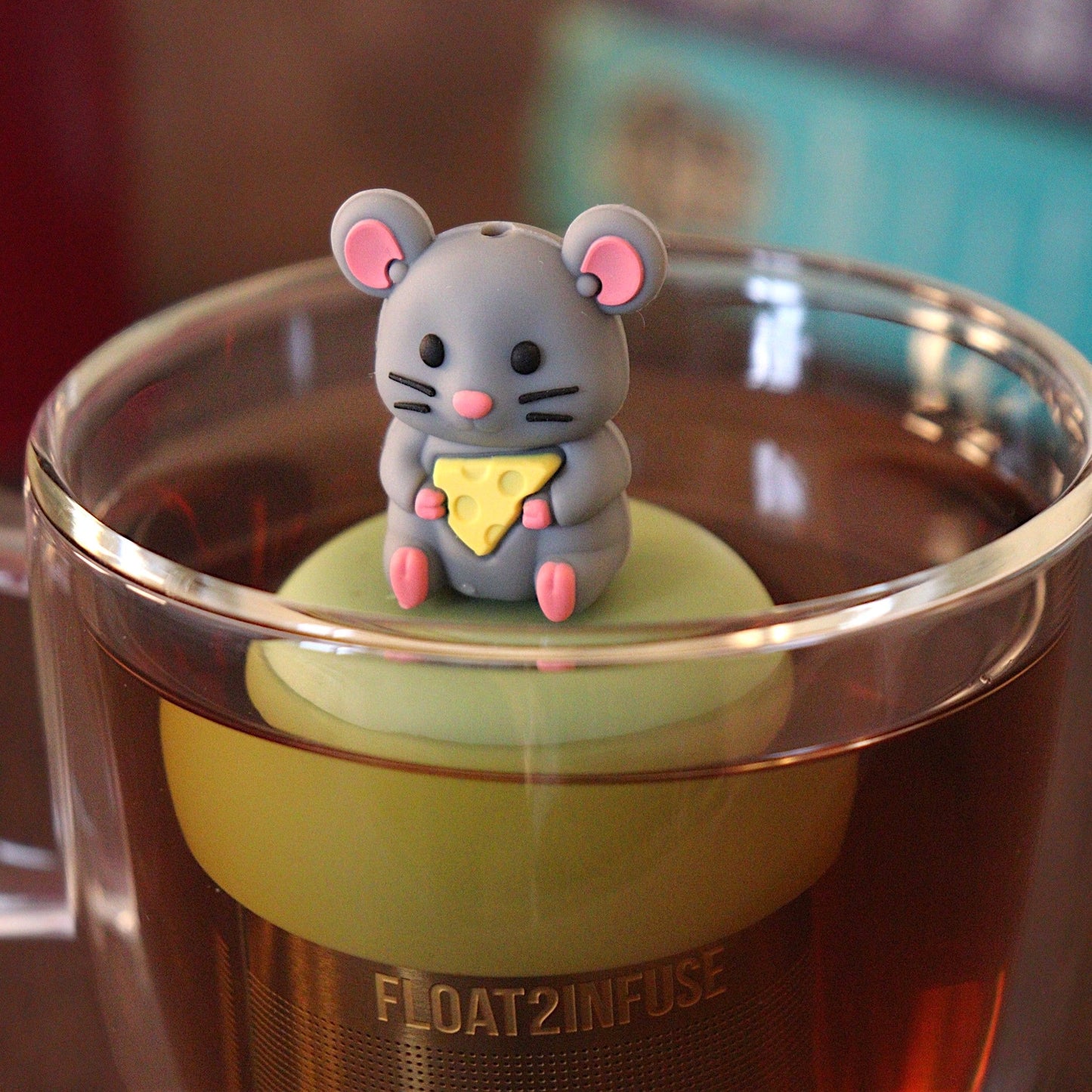 Floating Mouse with Cheese Tea Infuser - Cute Animal Tea Infuser for Loose Tea