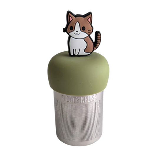 Floating Anime White and Brown Cat Tea Infuser - Cute Animal Tea Infuser for Loose Tea